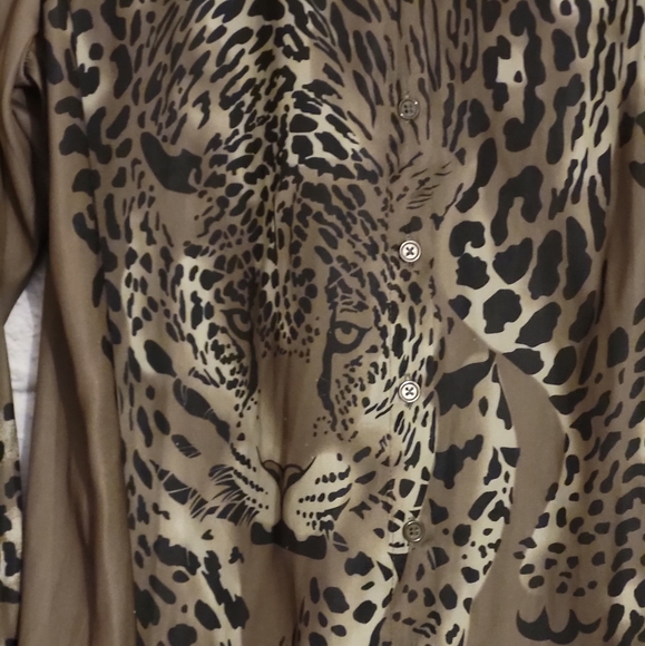 🆕️🐆Diane Gilman Amimal Print Silky Blouse - Picture 3 of 10